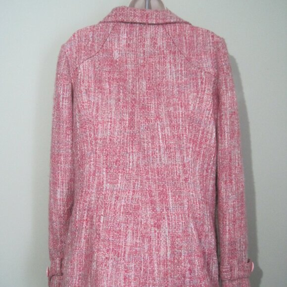 Guess Pink Women’s Knit Nylon Acrylic Cotton Button Mid-Length Coat Size Large - Picture 5 of 10